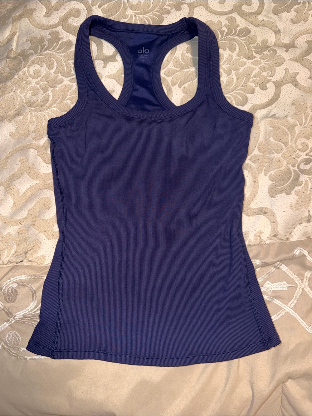 ALO Yoga Navy Ribbed Racerback Tank